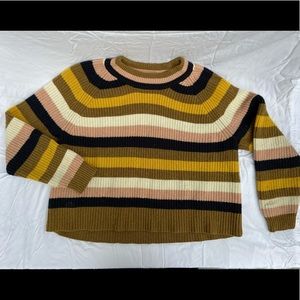 Madewell Striped Neutral-Tone Crew Neck Sweater - Size M